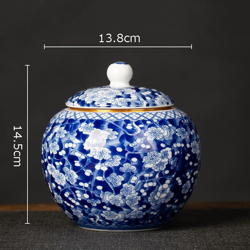 Blau-weiße Porzellan-Teedose Keramik-Tee-Organizer-Box Aufbewahrungsgläser Schreibtischdekoration Teeglas Kaffeebehälter Teedose