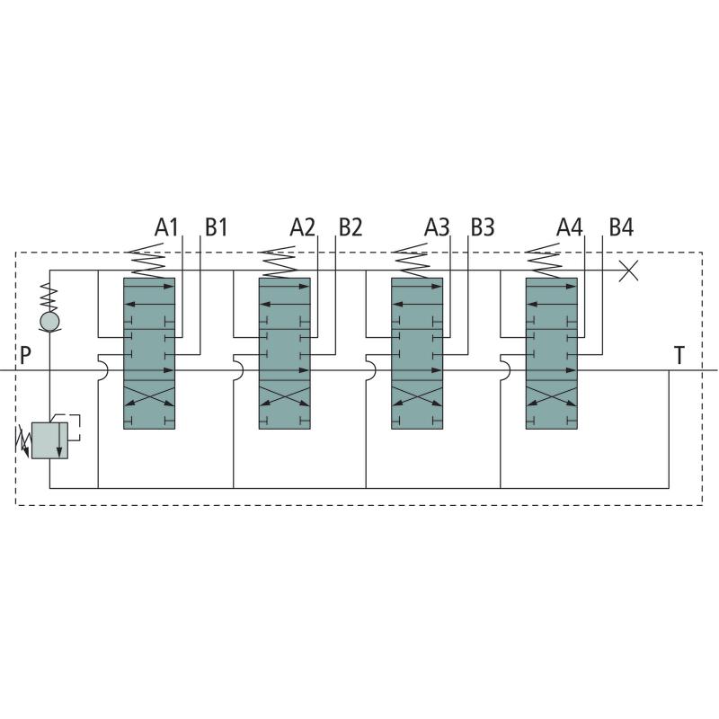 Hydraulic distributor 4-section 4/3-way 45L