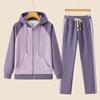 Moda Casual Sportivo Felpa con Cappuccio Pantaloni Set Manica Lunga Giacca con Cappuccio 2 Pezzi Set Pantaloni con Coulisse Primavera Femminile Tute da Corsa