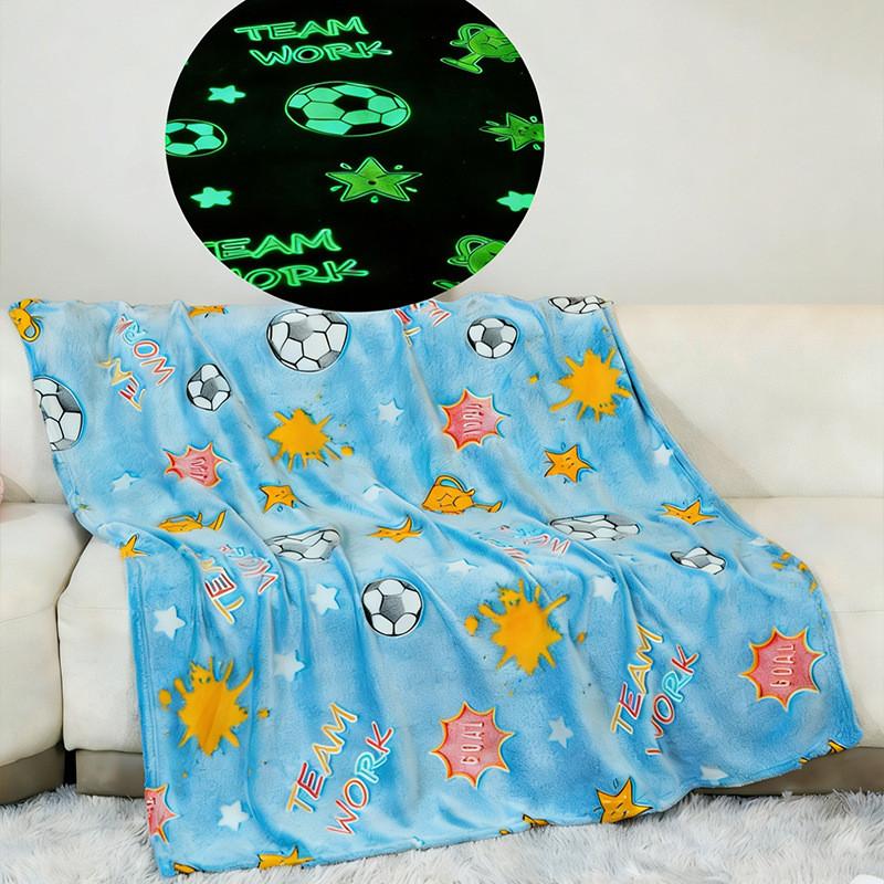 Cartoon Light Up Fleece Blanket With Glow Effect For Kids Bedroom Decor