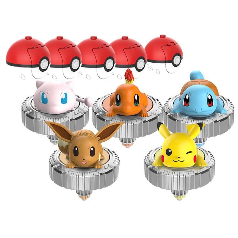 Pokemon Arena Battle Set Spinning Top Ball Game Pikachu Charmander Mew Action Figure Box for Kids