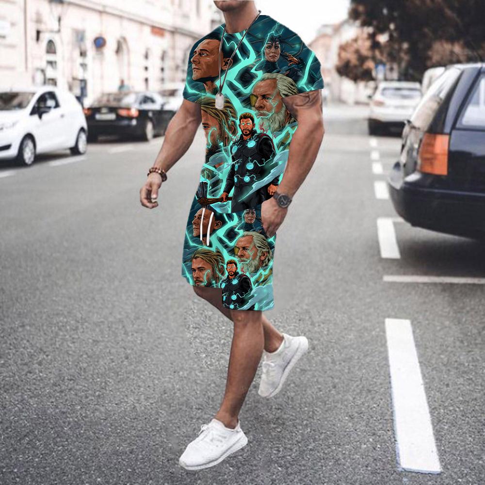 2025 Summer New Fashionable Printed Men's Shorts Set Quick Drying Breathable Sports Set Short Sleeve Set Men's Jogging Set