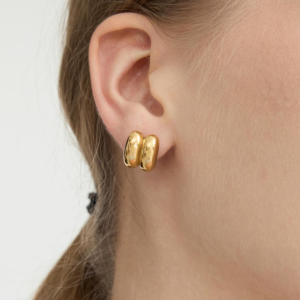 Light luxury premium sense chubby double earrings earrings niche design jewelry
