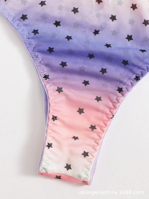 European and American sex underwear, sexy women's underwear, rainbow color sex suit, three-point suit.