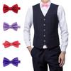 Bow Tie Grid Pattern Skin-friendly Polyester Wedding Formal Meeting Necktie for Men