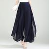 Pantaloni-Gonna Estivi in Chiffon a Vita Alta da Donna - Larghi, a Gamba Larga, Capo d'Abbigliamento Casual