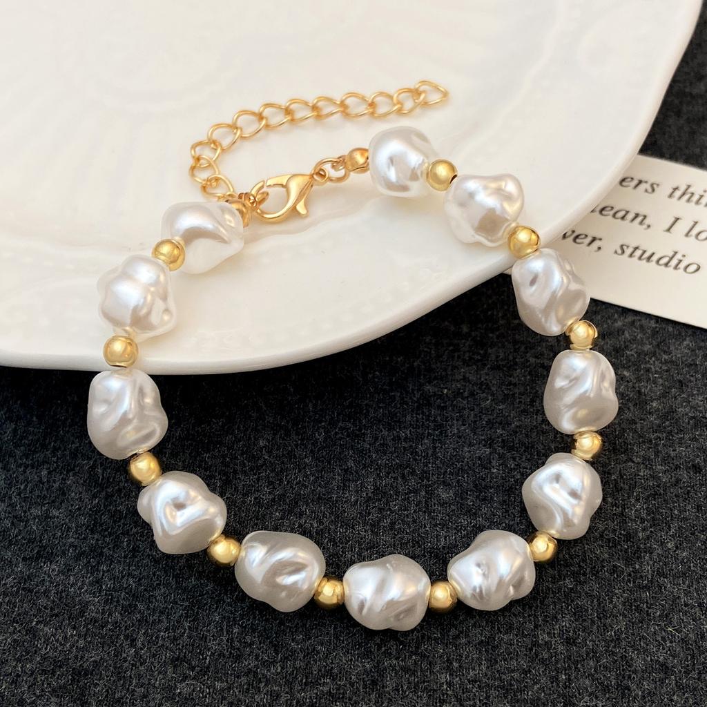 Baroque Shaped Imitation Pearl Bracelet New Special Fashionable Luxurious High-End Elegant Bead Bracelet Women's Party Jewelry