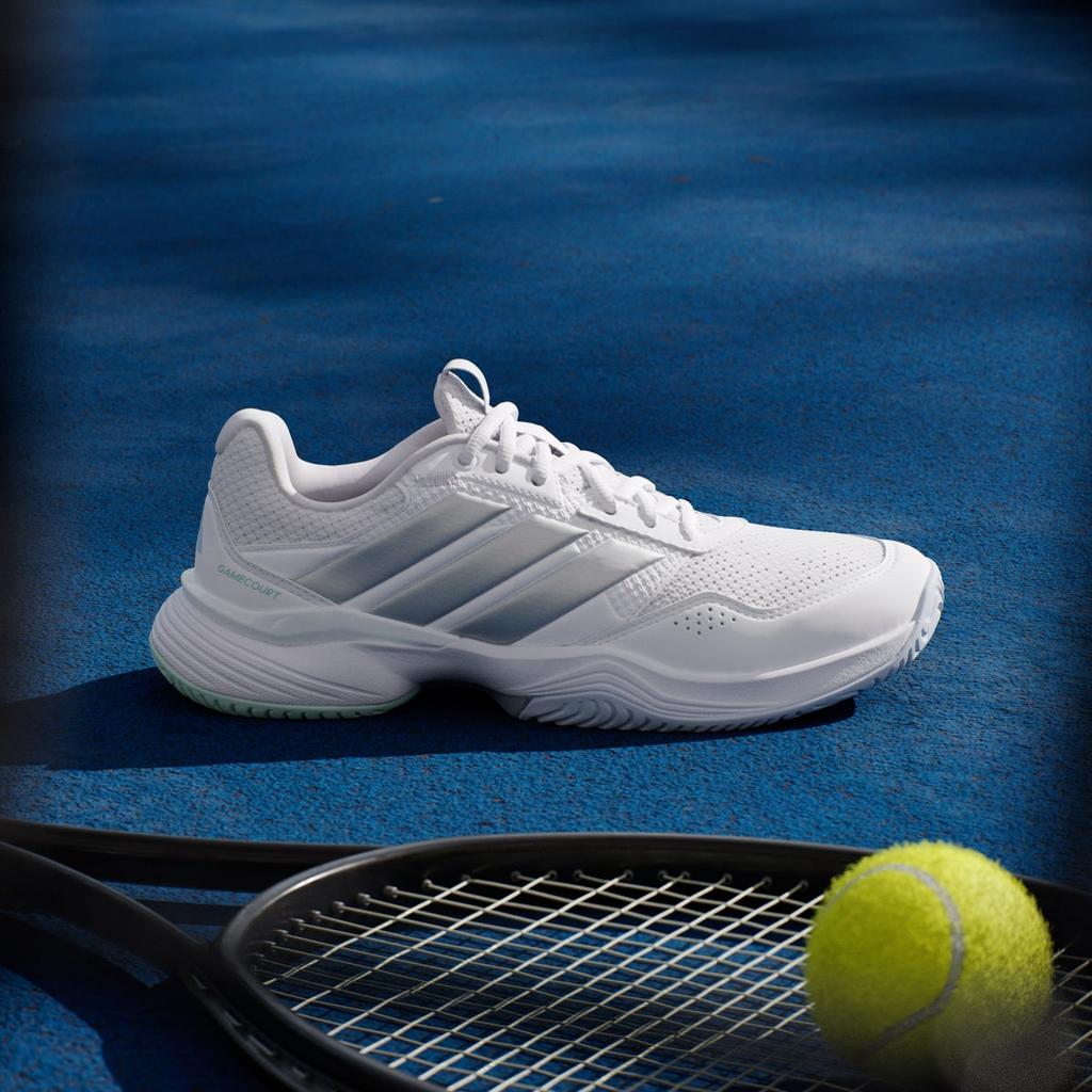 adidas GameCourt 3 All Court Tennis KI2864 Women's Performance Sports Shoes Cloud White / Silver Metallic / Ice Blue