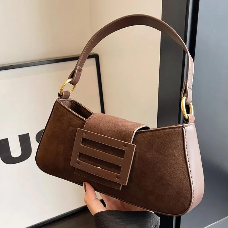 Vintage velvet armpit bag for ladies elegant monochromatic shoulder bag high-grade bag new design