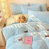 Winter Thick Milk Flannel Bedding Set Cartoon Double-sided Warm Duvet Cover Sheet Bedspread
