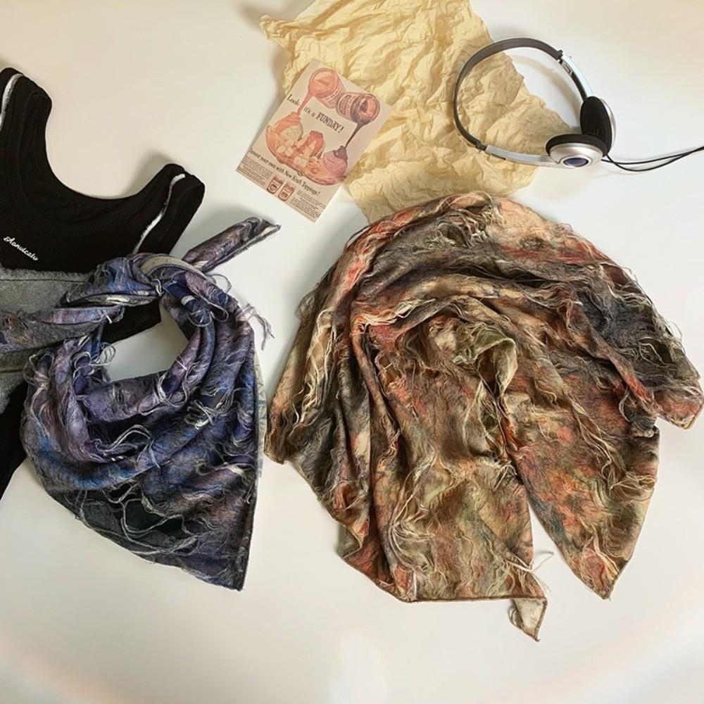 Punk Tie-dye Hair Band Y2K Distressed Ripped Tube Top Wasteland Style Hair Scarf  Streetwear