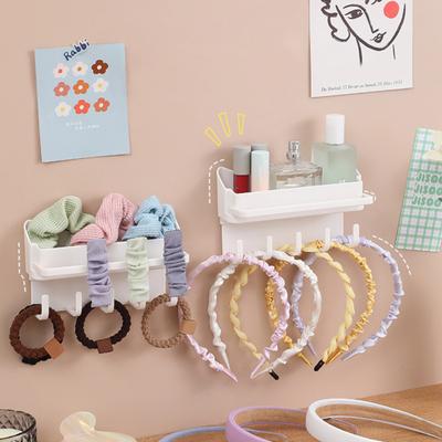 Storage Shelf Wall Mounted Bathroom with Hooks Hanging Rack Traceless Installation Storage Rack Home Supplies