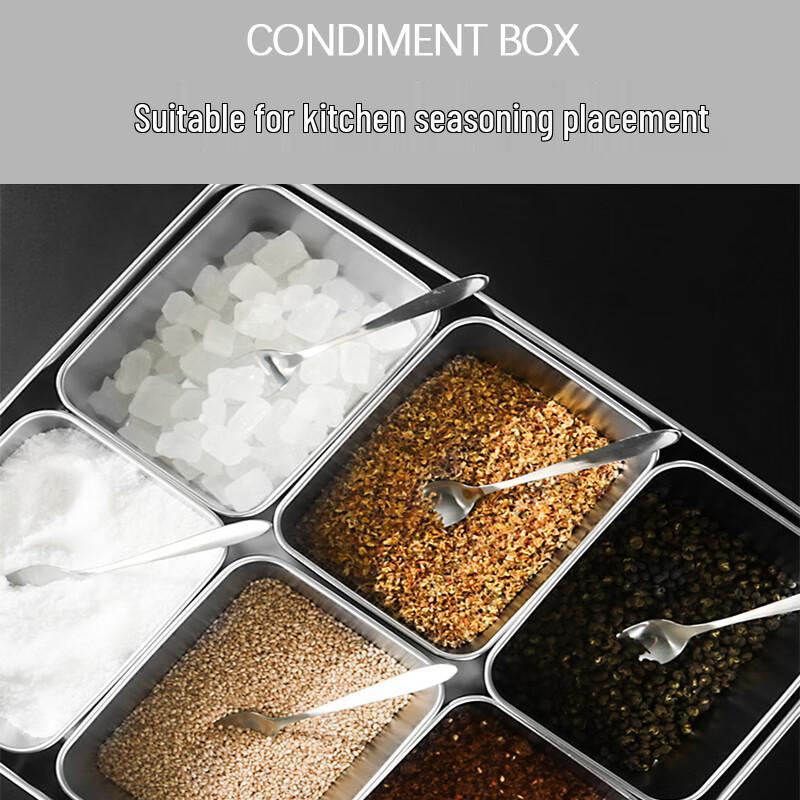 Weinas Japanese Style Stainless Steel Condiment Box with Spoons
