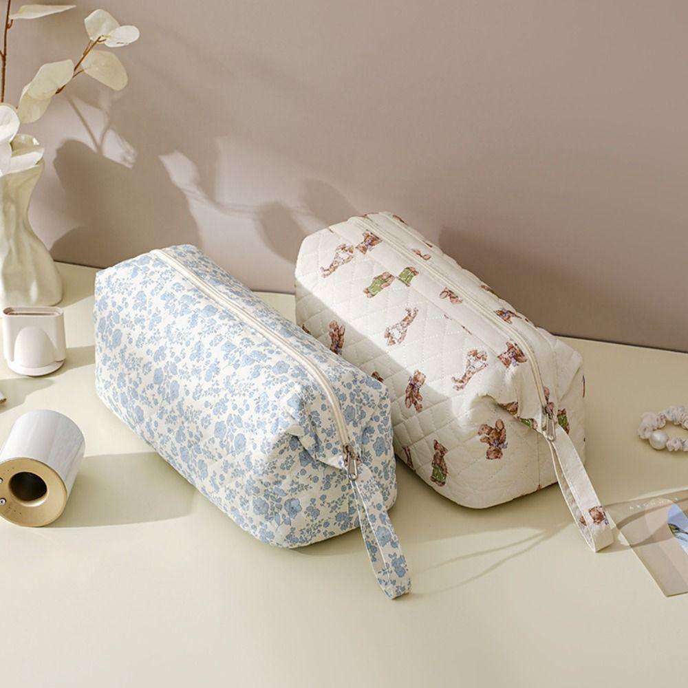 Polyester Cotton Hairdryer Storage Bag 9 Colors Large Capacity Travel Makeup Bag Floral Print Makeup Train Cases Women Girls