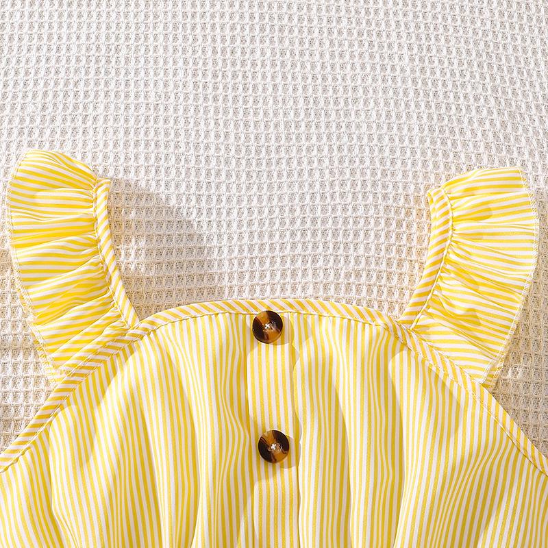 Zomerse Gestreepte Camisole & Short Set voor Meisjes in Japanse Stijl (Groot Kind) – Collectie 2025