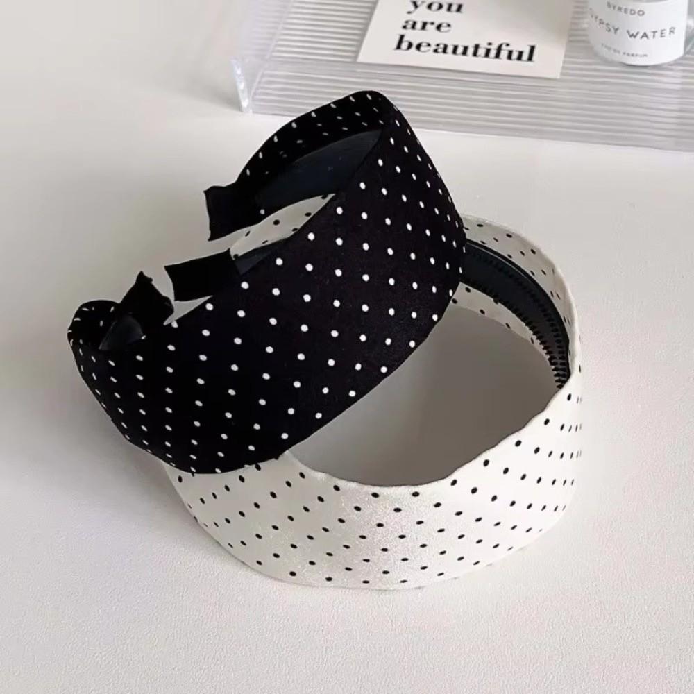 Retro Polka Dot Wide Edge Headband Black White Wide-Edge Hair Hoop Retro Style Fashion Headband Hair Accessories