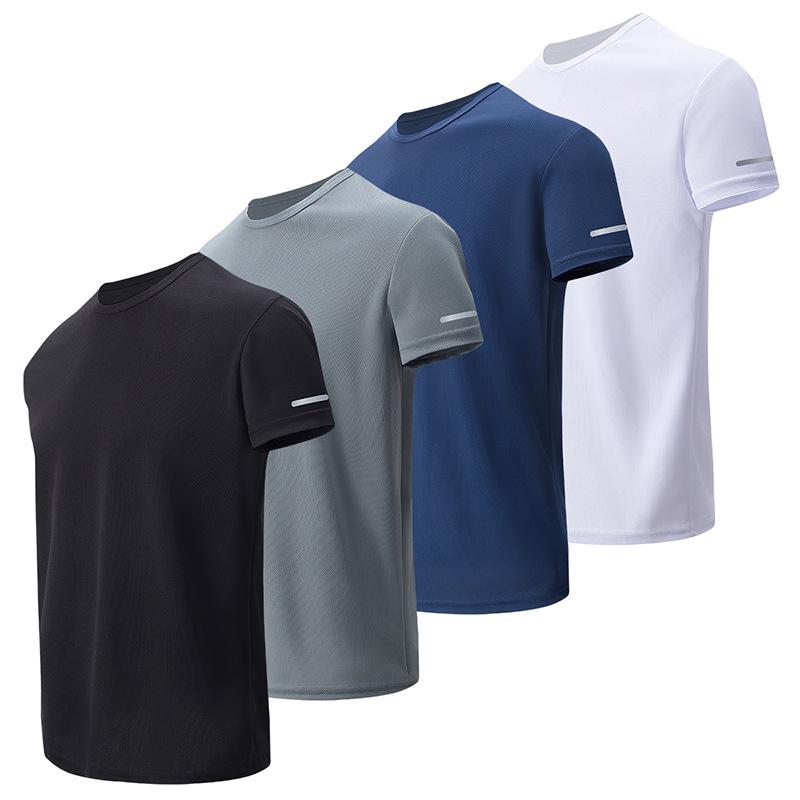 Men's Quick-Dry Solid Color Short-Sleeve T-Shirt for Running, Hiking, and Casual Wear