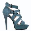 Blue Open Toe Buckle Strap Stiletto Sandals Shoes Woman Summer Sexy Fashion Thick High Heel Roman Shoes for Women