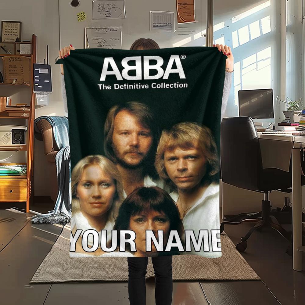 1PC Custom Name ABBA Patterned Flannel Blanket Suitable For All Seasons for Home Decor Warmth and Comfort Gifts Holiday Present