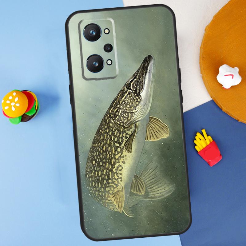 Pike Fish Fishing Lure For Realme C55 C67 C61 C75 C53 C51 C21Y C25S GT 6 6T 5 GT7 Pro 10 11 12 13 14 Pro Plus Case