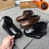 Girls' Black Martin Short Boots with Velvet - 2025 Autumn/Winter Edition Leather Princess Shoes