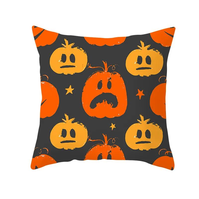 Halloween Style Decorative Cushion Cover Horror Pattern Polyester Pillowcase Pillow Cover For Sofa Home Room Festival Decor