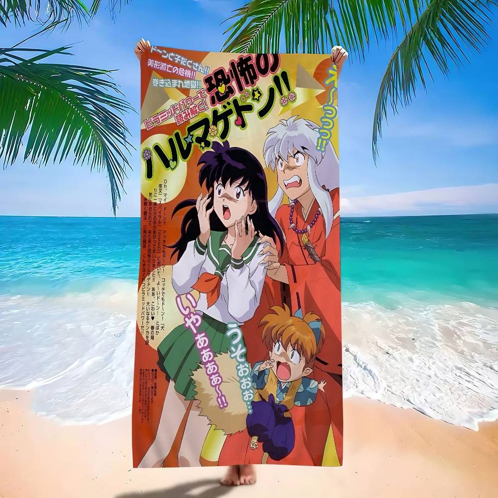 Anime I-Inuyasha Vintage Microfiber Printed Beach Towel Mountain Climbing Yoga Beach Swimming Running Absorbent Soft Towel