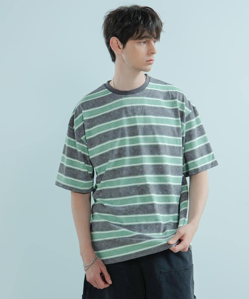 LOGSTORE Salt Washed Striped T-Shirt