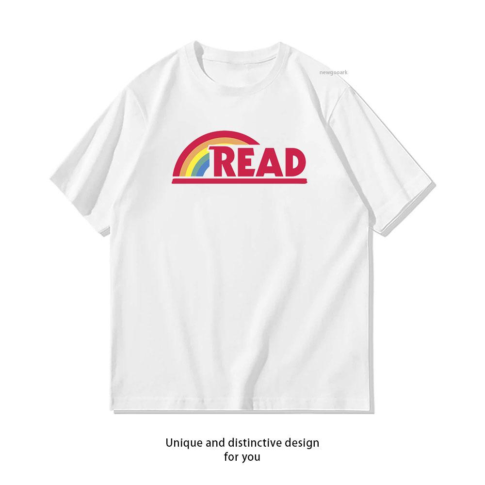 Retro Reading Rainbow Read Parody Teacher Student Avid Reader Book Club Reading Shirt Woman Man Cotton Printed T Shirts S