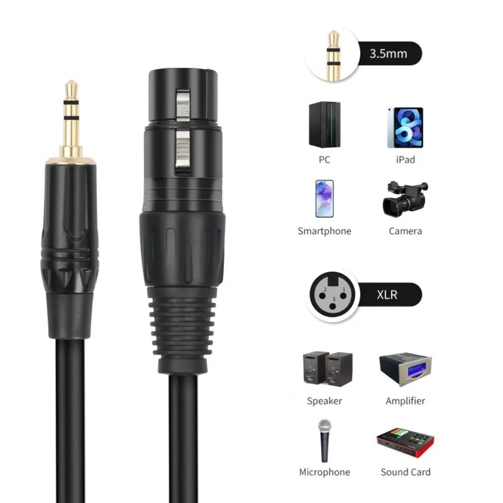 3.5mm AUX to XLR Female Audio Cable Gold‑Plated Connector Balanced Microphone Cord for Computer Phone Speaker Amplifier Mixer