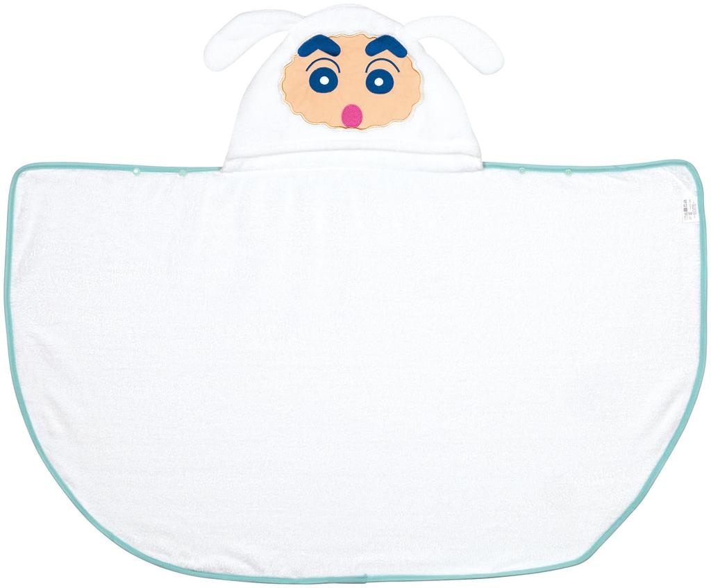 Skater Hooded Bath 108 x 92 Crayon x Shiro Kids' Poncho, Moisture-Wicking, Quick-Drying, cm, Shin-chan Design, BPO1-A