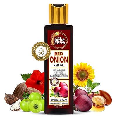 Red Onion Hair Oil 200 Ml - Anti Hair Loss & Hair Growth Oil with Black Seed, Curry Leaf, Hibiscus Bhringraj & 29+ Natural Oils & Extracts |