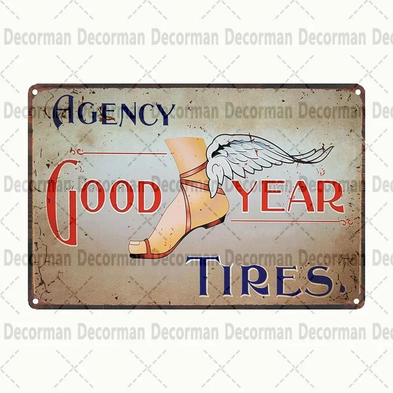 Retro Goodyear Tire Motor Oil Tin Sign  Vintage Iron Painting Wall Decor for Home Pub Bar  X CM Gift Art Poster