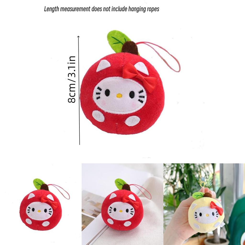 Lively Leso Round Ball Apple Plush Doll Kt Cat Keychain