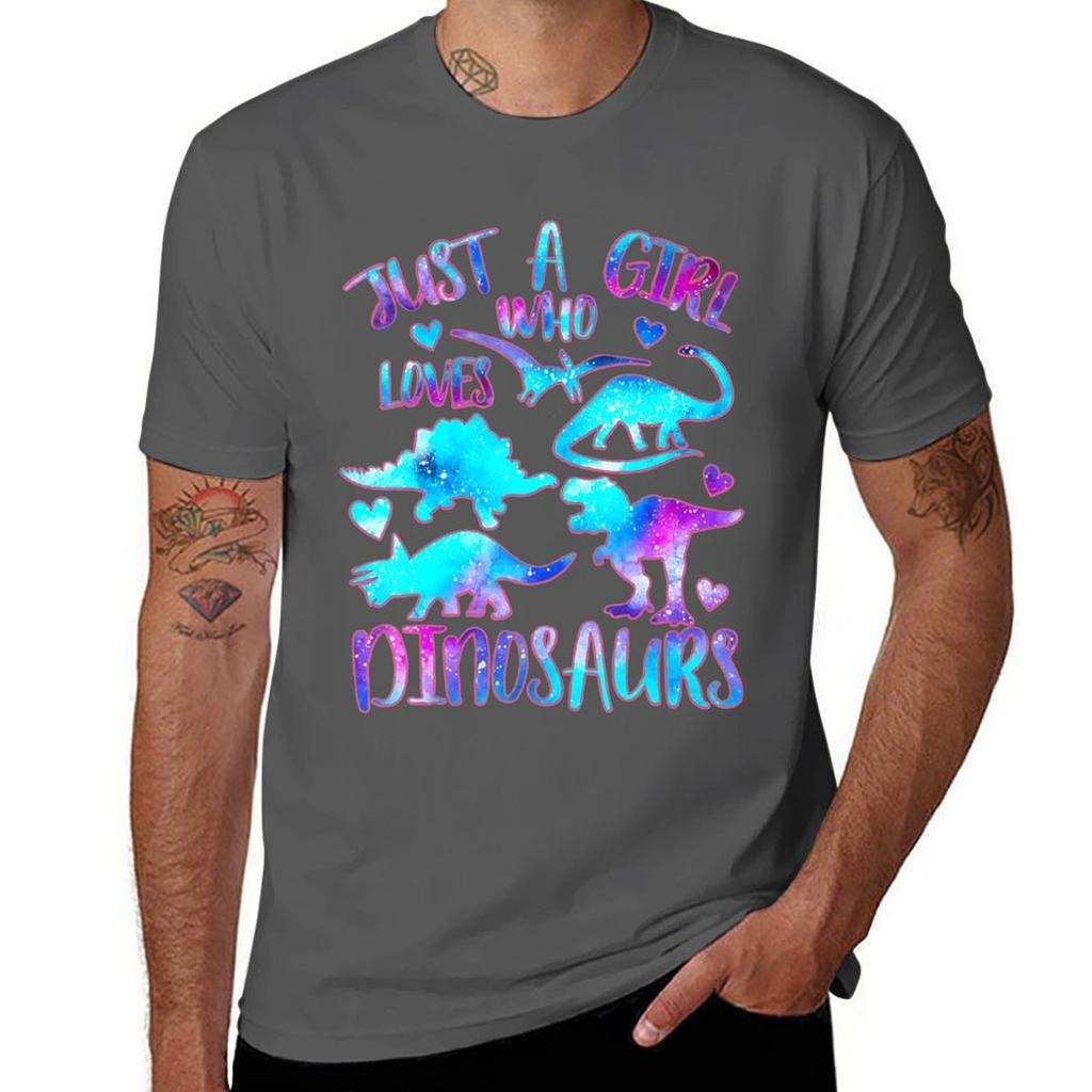 Just A Girl Who Loves Dinosaurs - Dinosaur Theme Teen Girls T-Shirt Plus Size Loose Short Sleeve Top