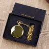 Gold Quartz Pocket Watch Gift Box Set For Family Casual Necklace Pendant Unisex Pocket&Fob Chain Watches with Box