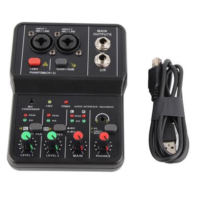 2 Canali o Mixer USB Alimentazione Phantom 48V Console di Mixaggio Audio Compatta per Registrazione Musicale Casa