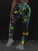 New Luminous High-Waist Yoga Pants - European & American Peach Print Sports Leggings for Women