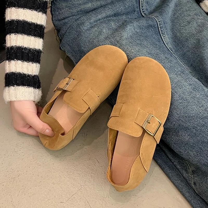 

Женские туфли-лоферы на плоской подошве, осенние повседневные туфли с пряжкой 2024 года, модные новые прогулочные туфли, классические женские удобные мягкие туфли 40