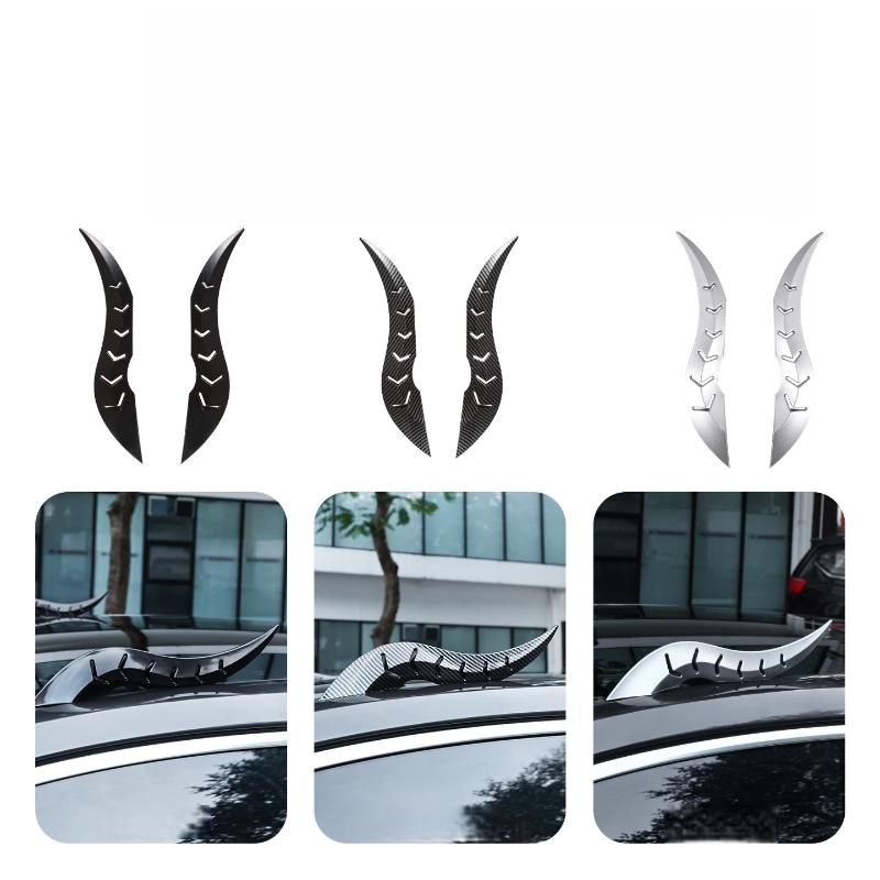 2 Pezzi Decorazione Universale 3D Corno di Drago per Tetto Auto Personalizzata Accessori Creativi e Cool per Esterno Auto Con Adesivi 3D Corno di Bue