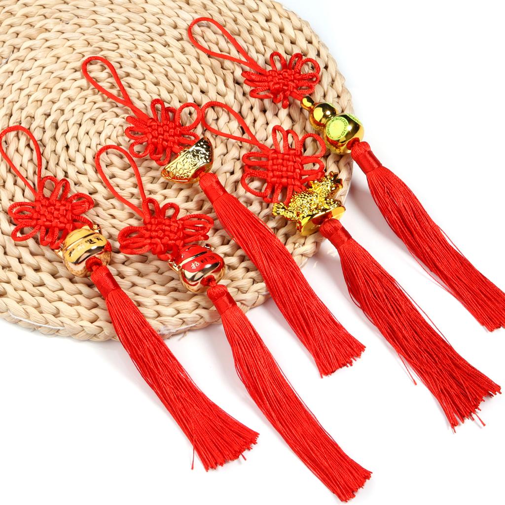 2pcs Chinese Knot Tassel Pendant Hanging Fortune Red Tassels Pendants For DIY Spring Festival New Year Gifts Home Decoration