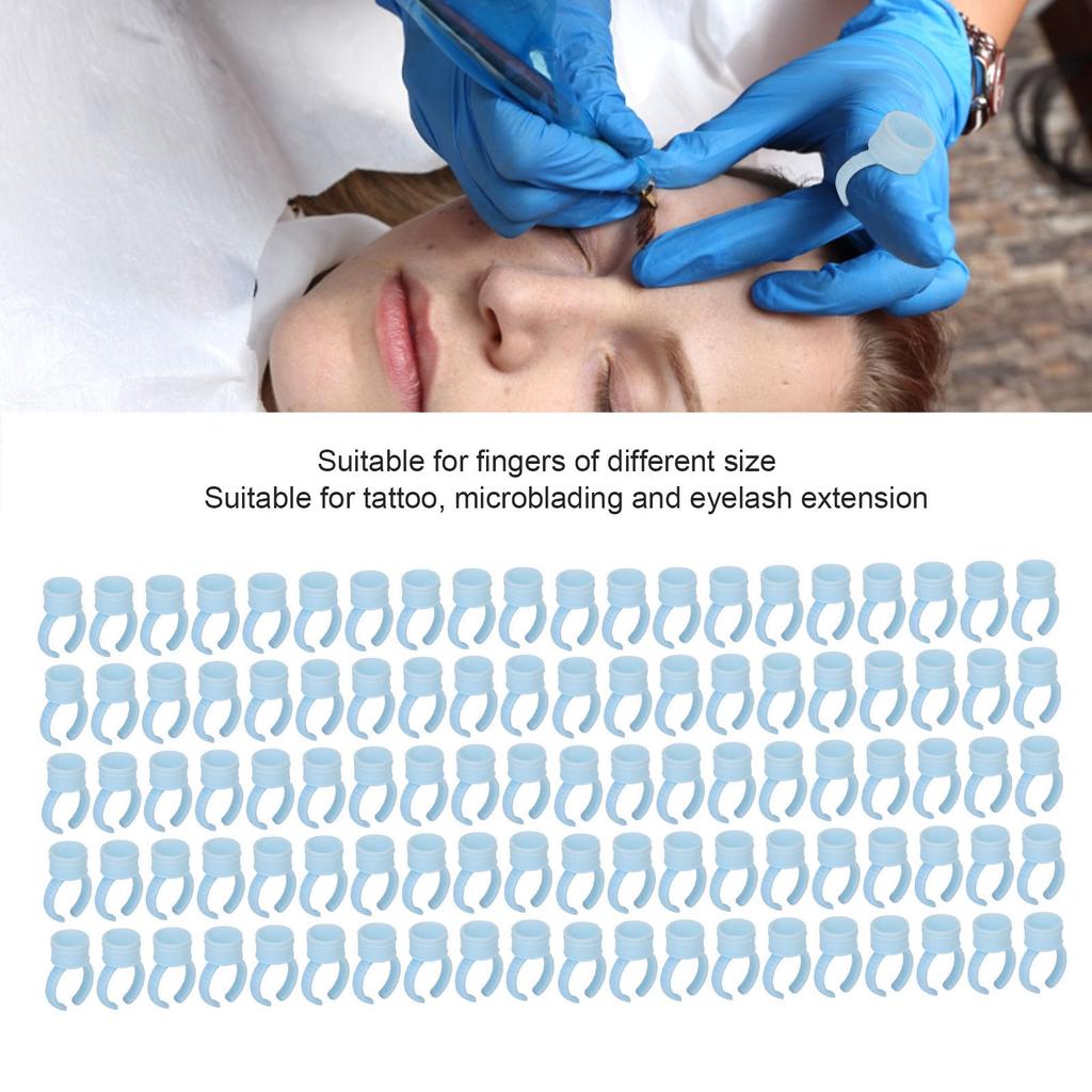 100pcs Eyelash Extensions Glue Ring Cup Disposable Eyebrow Tattoo Microblading Ink Cup Holder