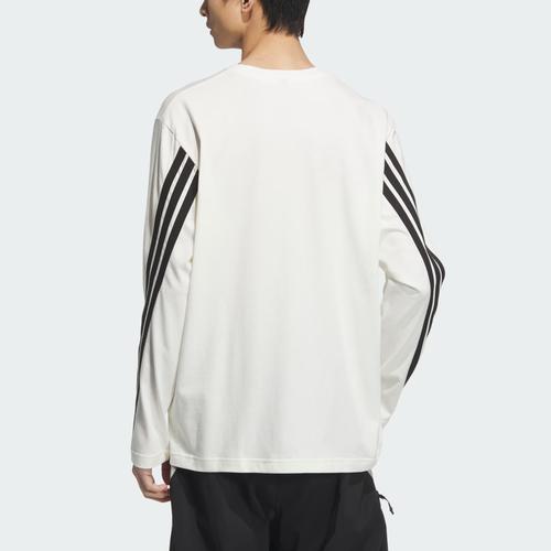 adidas Men's Casual Crew Neck Long Sleeve Striped T-Shirt - Han Jade White