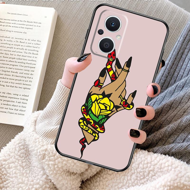 

Hand Snake Flower Case For OPPO Reno 12 F 13 13F 11F 8T 7 8 10 Pro OPPO Find X8 Pro X6 X3 X5 Lite Cover Fundas OPPO Reno8 Pro