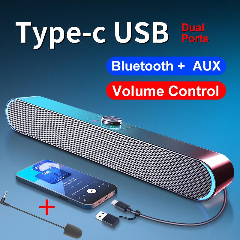 2024 LED TV Sound Bar AUX Wired Wireless Bluetooth Speaker Home Theater System SoundBar PC Computer Speakers with Microphone