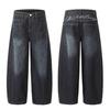Retro High Street Scimitar Jeans: Women's Washed Wide-Leg Distressed Pants