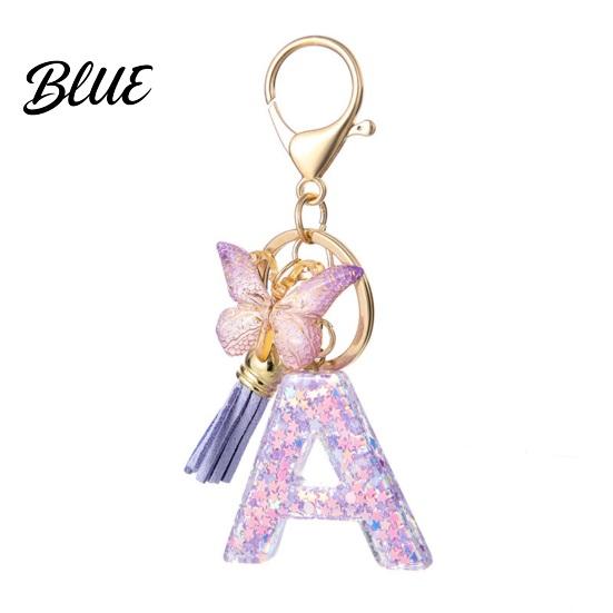 Comfortable To Carry Keychain Purple Series Pendant Sequins Star Initial Letter Charm Key