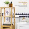 Bathroom Shelf, Cabinet Compartment with Louvered Door, Adjustable Shelves, Bamboo, approx. 33 x 30 x 120 cm