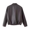 Womens Two-Tone American Vintage Leather Jacket Belted Long Sleeve Coat