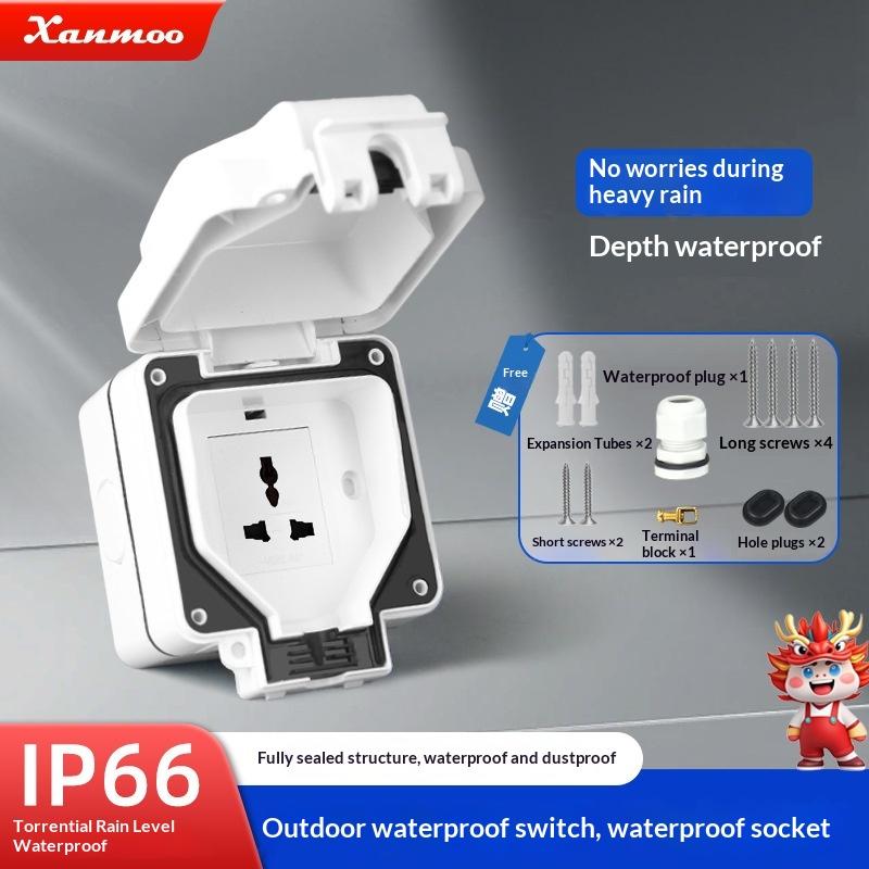 IP66 Grade Weatherproof Outdoor Waterproof Electric Switches and Sockets Protect Boxs Waterproof Outdoor Charging Socket Box